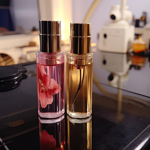 Perfume bottle on a table mockup