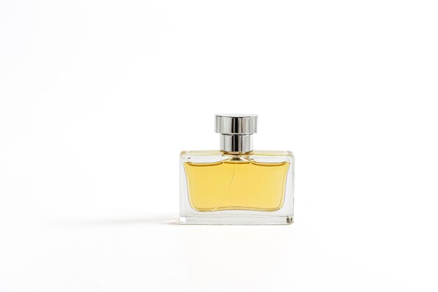 Photo perfume bottle on white background