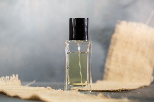 Perfume bottle with black cap. Nice smell for women