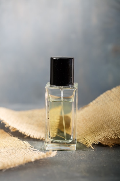 Perfume bottle with black cap. Nice smell for women