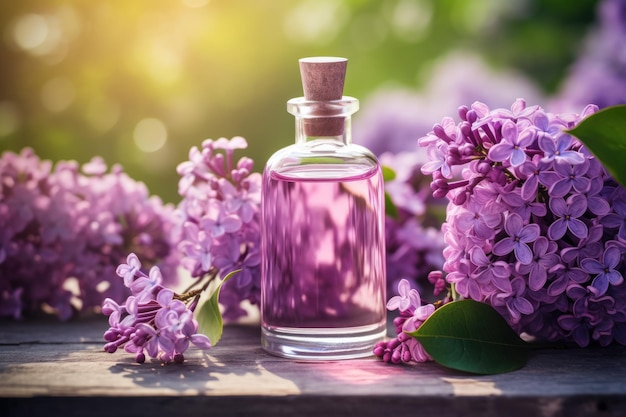 Perfume Bottle with Purple Flowers