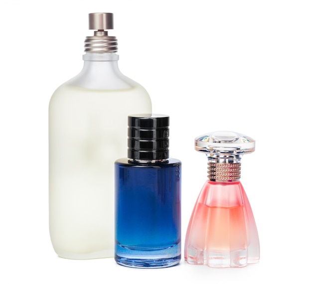 Photo perfume bottles isolated against a white background