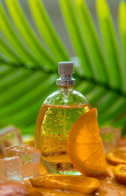 Perfume with citrus extracts Selective focus spa