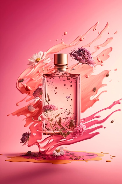 Perfume with floral aroma burst Generative AI