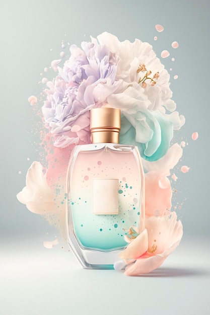 Perfume with floral aroma burst Generative AI