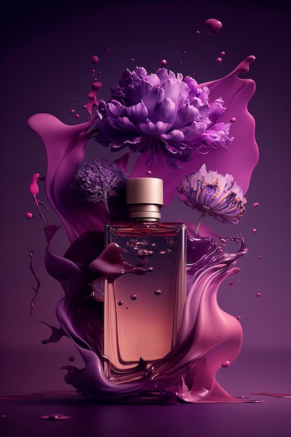 Perfume with floral aroma burst Generative AI