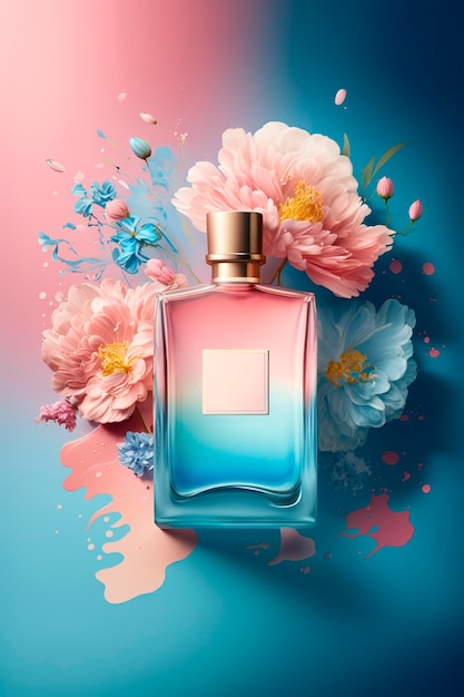 Perfume with floral aroma burst Generative AI