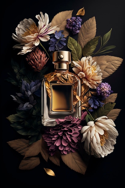 Perfume with floral aroma burst Generative AI