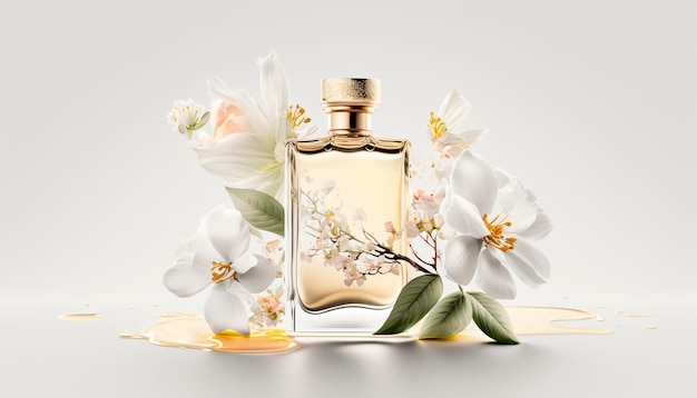 Perfume with floral aroma burst Generative AI