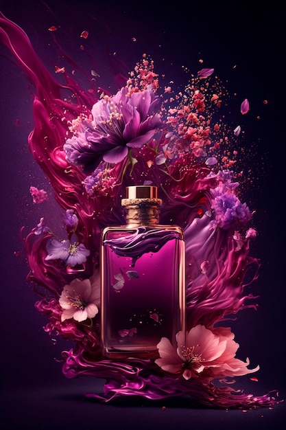 Perfume with floral aroma burst Generative AI