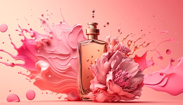 Perfume with floral aroma burst Generative AI