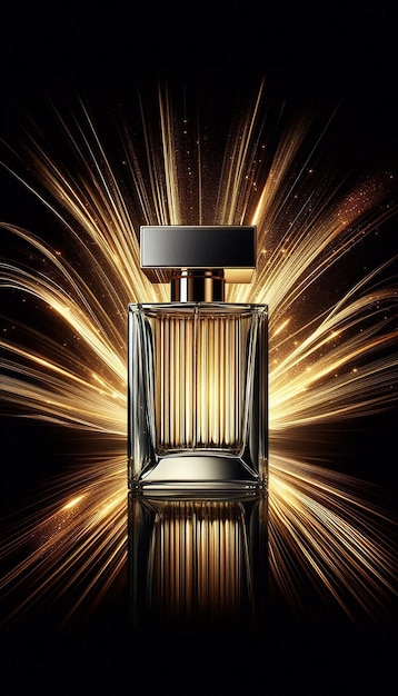 Photo perfume with a gold background and a black background