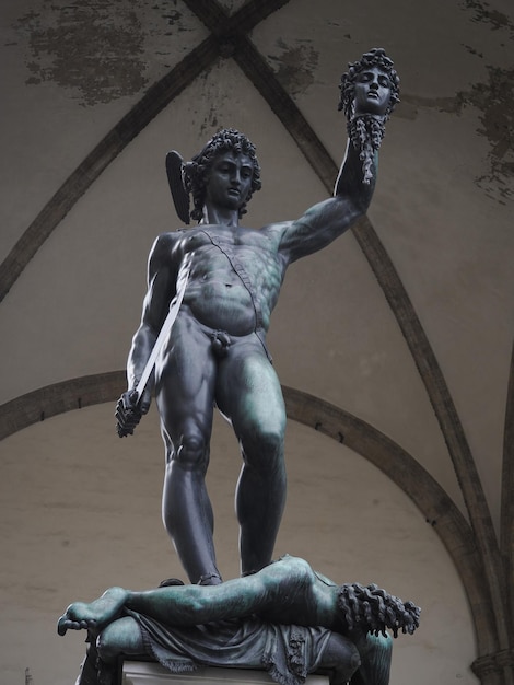 Perseus cellini bronze statue detail