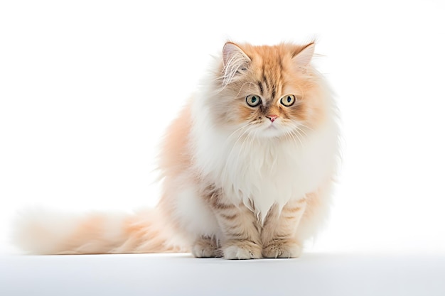 Persian cat isolated on white background studio shot Front view