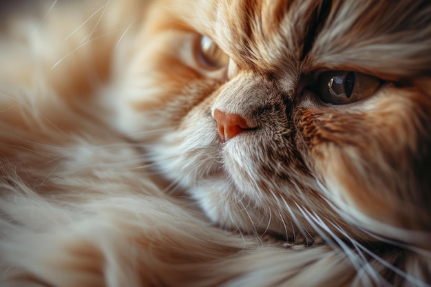 Photo persian cat with detailed fur and eyes in cozy room