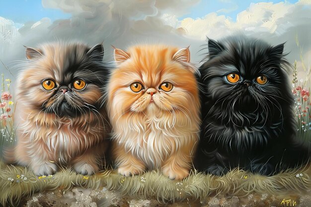 Persian cats painting high quality high resolution