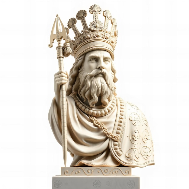 Persian king statue on white background