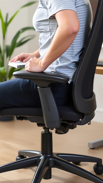 Photo person adjusting comfortease chairs height and armrests