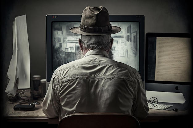 Person analyzing data from computer monitor