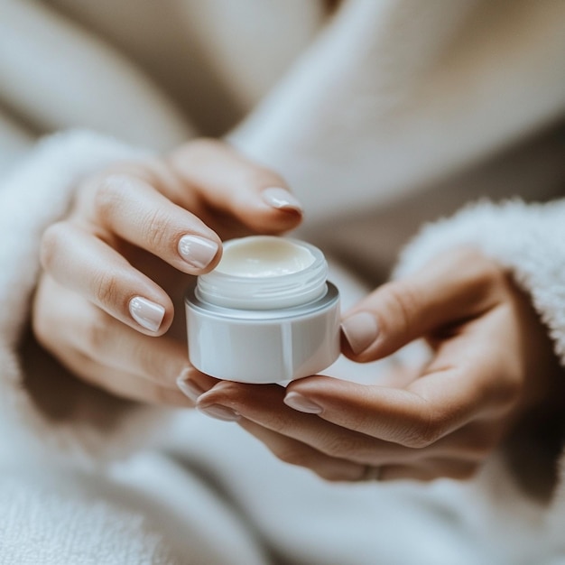 A person applying a soothing night cream as part of their bedtime skincare routine