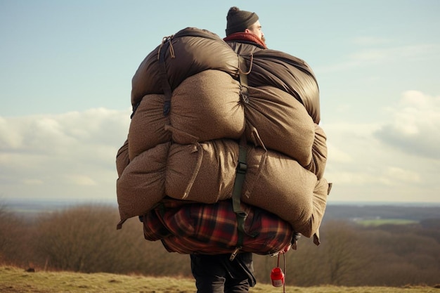 Photo a person carrying a heavy load on their b poverty photos751jpg