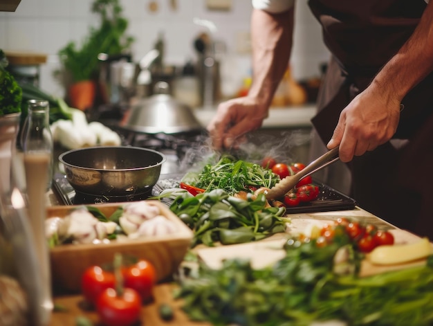 Person Chopping Vegetables on Cutting Board