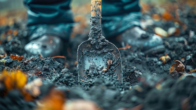 Photo person digging money from the ground symbolizing financial struggle or discovery