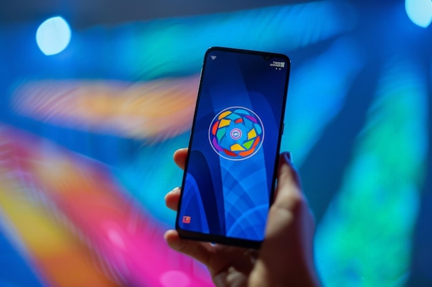 Person Displaying Colorful Globe on Smartphone Screen