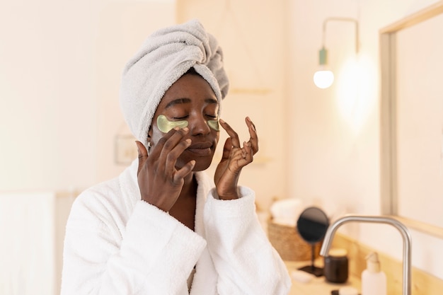 Person doing selfcare beauty treatments