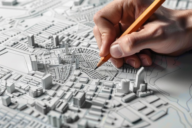 a person drawing a brick in a circle with a pencil