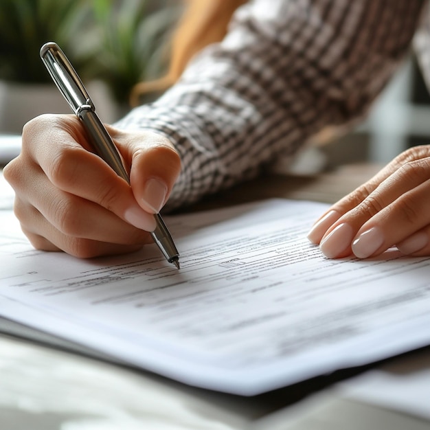 Photo a person filling out an immigration application with guidance from a consultant