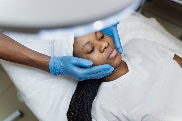 Person getting micro needling beauty treatment