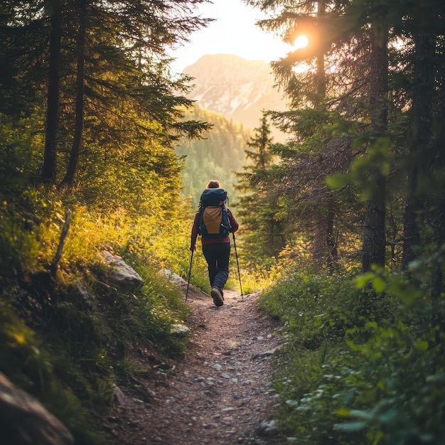 A person hiking on a trail