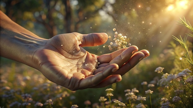 a person holding a ball that says quot dandelion quot in the hands