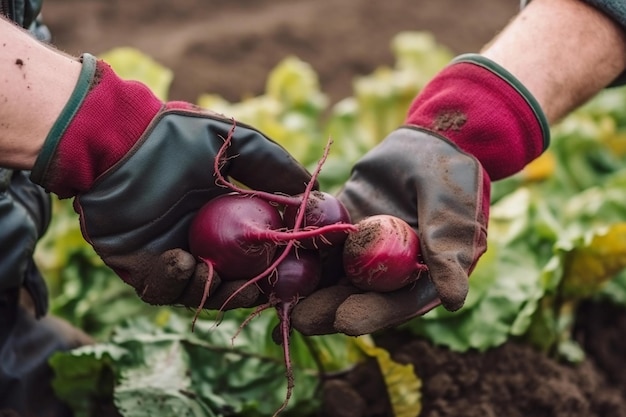 A person holding a beet in their hands