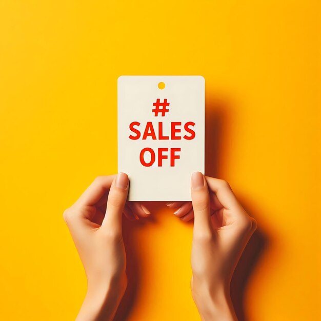 a person holding a book that says sales off