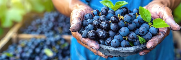 Person holding a bowl of blueberries a seedless fruit