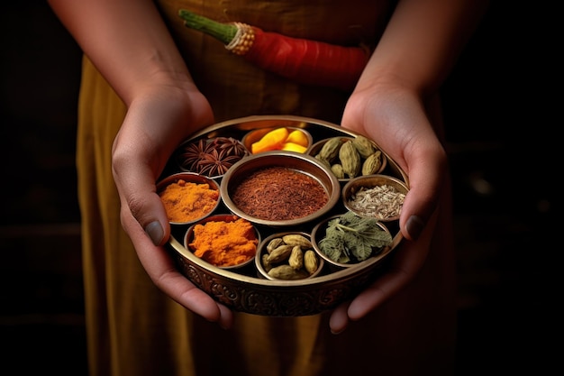 A Person Holding a Bowl Filled With Various Spices