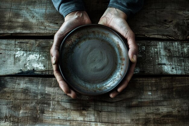 Photo a person holding a bowl with the word  on it