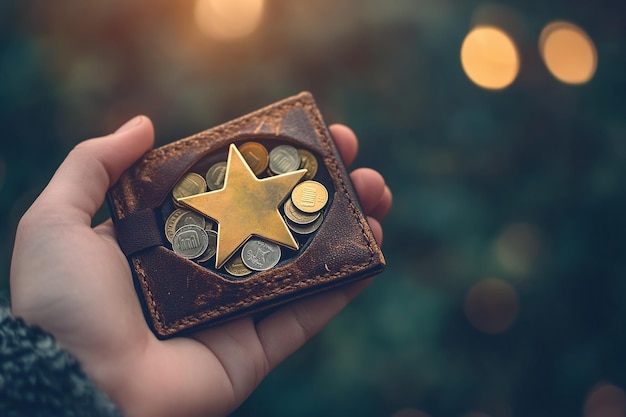 Photo a person holding a box with a star on it and a star on it