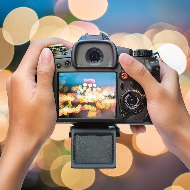 a person holding a camera and taking a photo on world photography day