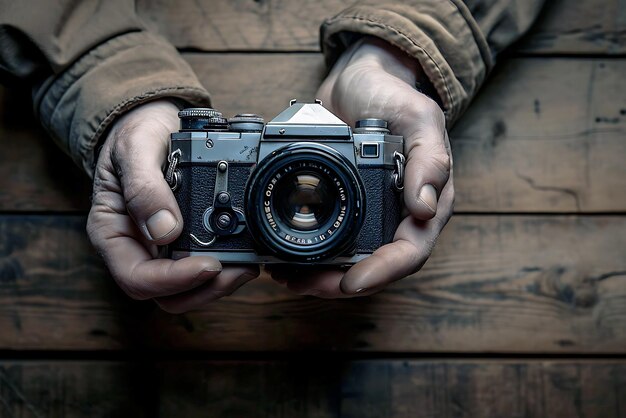 a person holding a camera that has the word canon on it