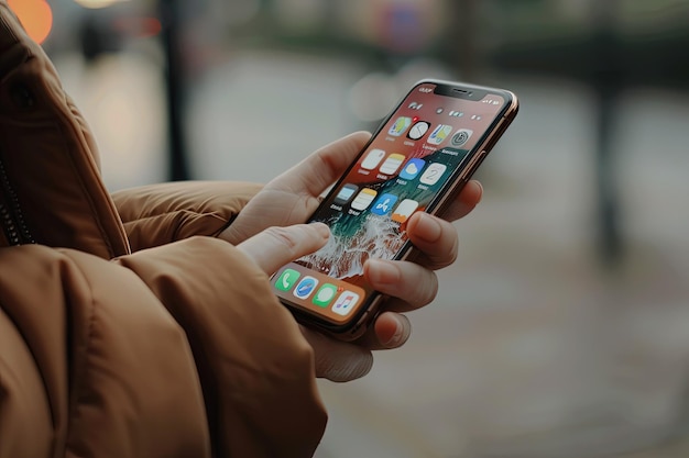 A person holding a cell phone in their hand