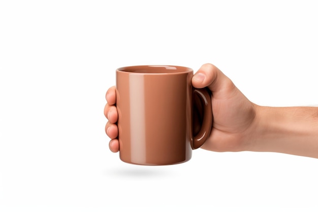 Person Holding Coffee Mug On a White or Clear Surface PNG Transparent Background