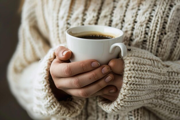 Photo a person holding a cup of coffee with the hands holding a cup of coffee