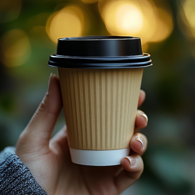 Photo a person holding a cup with the lid open in the palm of their hand