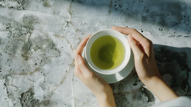 Photo a person holding a cup with tea in their hands