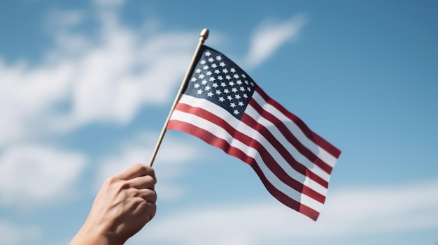 A person holding a flag that says'american flag'on it