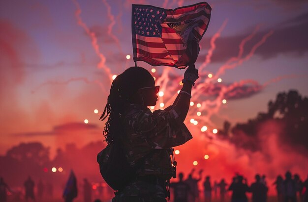 a person holding a flag with the words usa on it