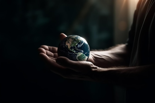 A person holding a globe in their hands